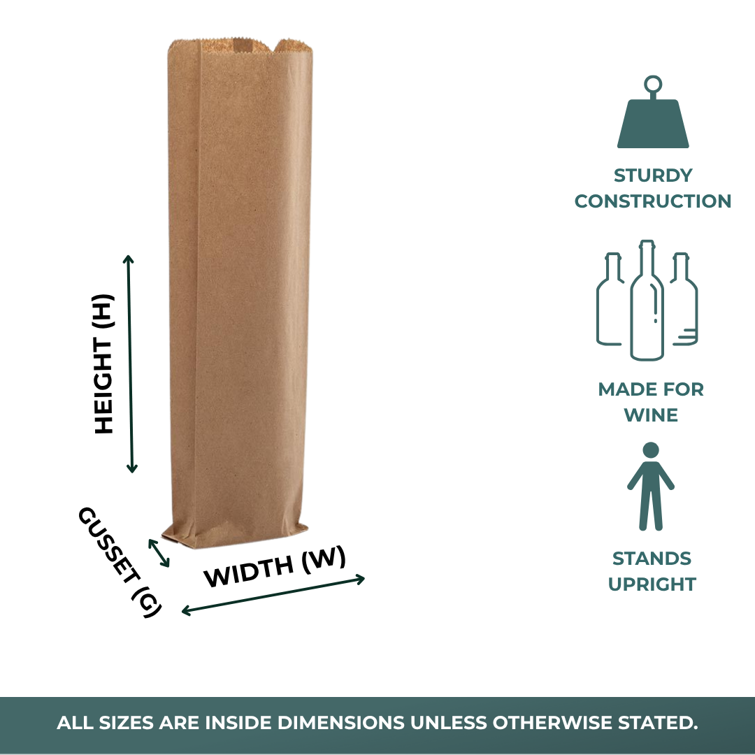 Gusseted Paper Wine Bags (1000/Pack)