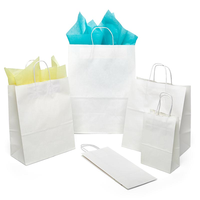 White paper shopping bags